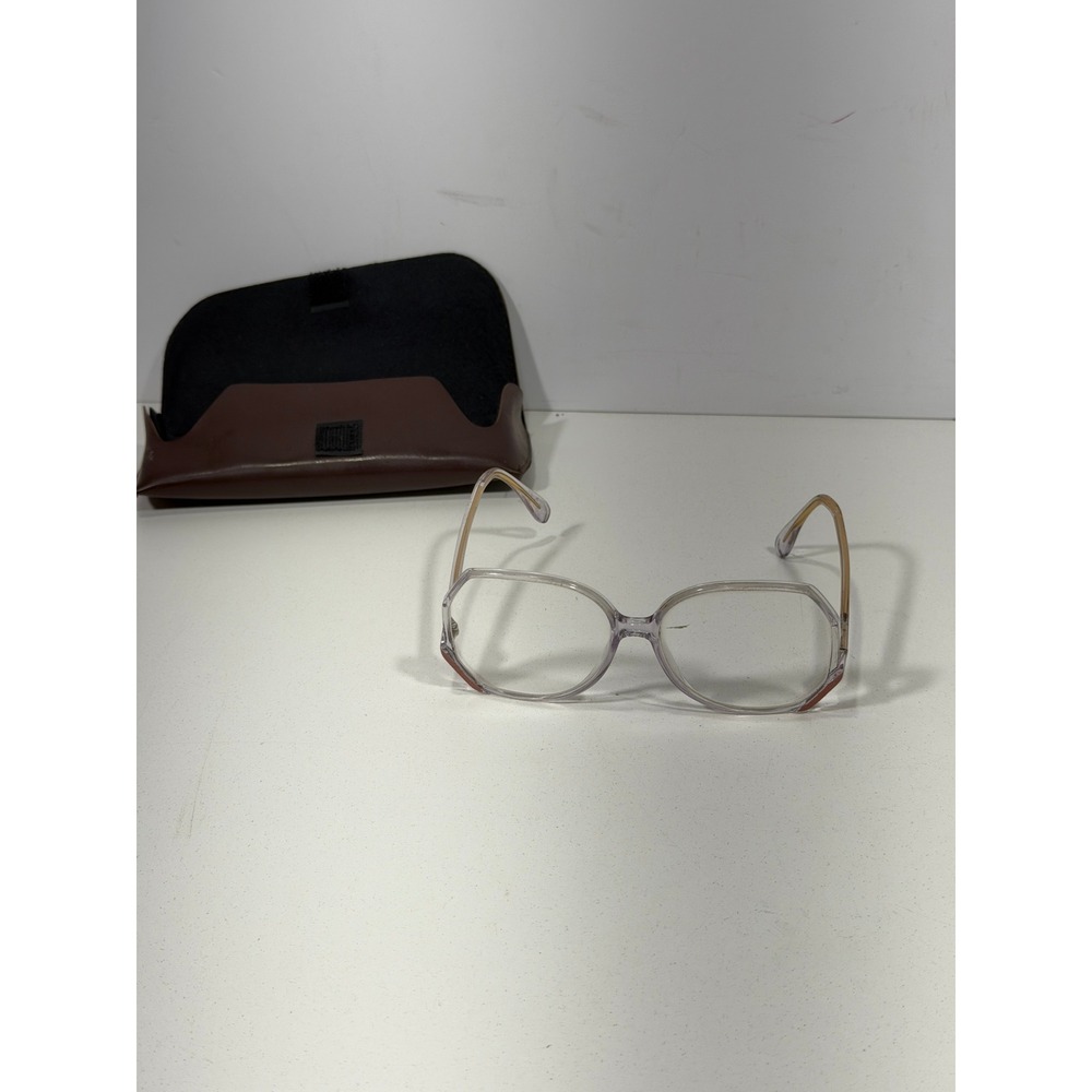 SILHOUETTE Oversized vintage Clear Lavender Eyeglasses Gold Glitter Temples 80s